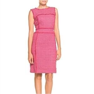 TORY BURCH Petula Tweed Boucle Dress Merlot Pink Preppy Twee Girly Sz 4 {3L43}